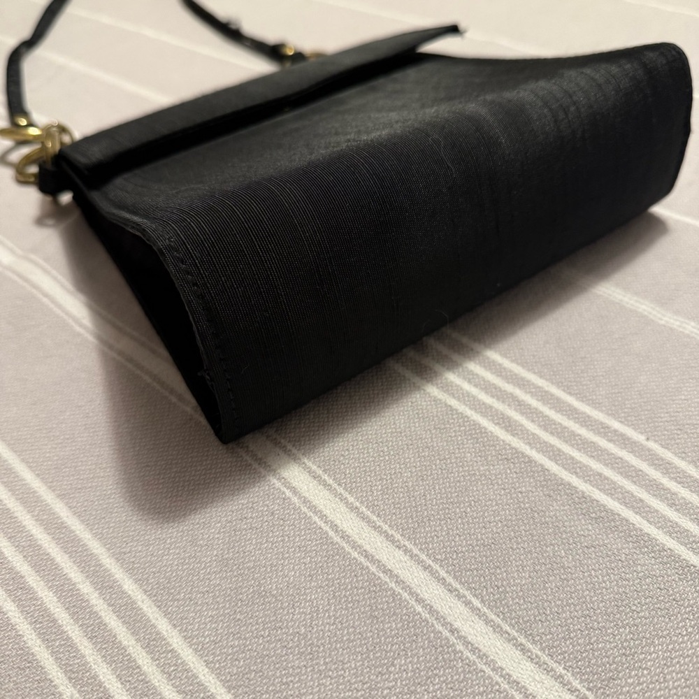 VTG Satin Black and Gold Chain Small Crossbody Box Bag - Picture 6 of 15